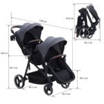 CherishCradle Geschwisterwagen Duo Zwillingsbuggy ab Geburt, Schwarz – Bild 7