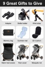 YAZOCO Kinderwagen 3 in 1 Komplettset, Aluminiumrahmen, Schwarz – Bild 2