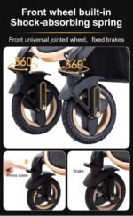 YAZOCO Kinderwagen 3 in 1 Komplettset, Aluminiumrahmen, Schwarz – Bild 4