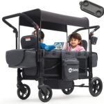 Sekey Bollerwagen Zwillingskinderwagen faltbar mit Dach, Schwarz