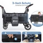 Sekey Bollerwagen Zwillingskinderwagen faltbar mit Dach, Schwarz – Bild 3
