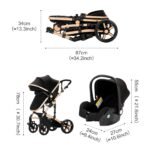 Reenborn Kinderwagen 3 in 1, Aluminiumrahmen, 588 Black – Bild 6