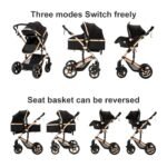 Reenborn Kinderwagen 3 in 1, Aluminiumrahmen, 588 Black – Bild 5