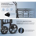 Sekey Bollerwagen Zwillingskinderwagen faltbar mit Dach, Schwarz – Bild 6