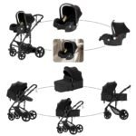 Reenborn Kinderwagen 3 in 1, Aluminiumrahmen, 588 Black – Bild 4