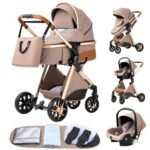 GLOKID 3 in 1 Kinderwagen mit Babywanne & Sportsitz – Khaki