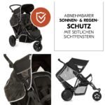 hauck Freerider 3-Rad Geschwisterbuggy mit Regenschutz – Schwarz – Bild 8