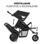 hauck Freerider 3-Rad Geschwisterbuggy mit Regenschutz – Schwarz – Bild 5